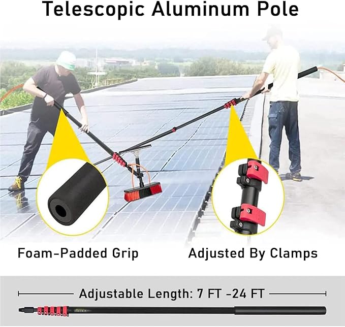Window Cleaning Set Window Cleaner Glass System Cleaning Equipment Tools Scrubbing Brush and Hose Scrubber with Squeegee 10.8m/36ft35cmbrushhead-6M/20FT