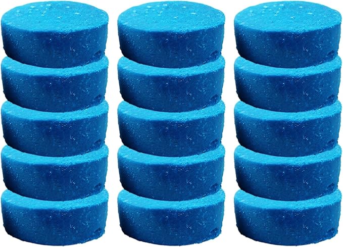 15 Pcs Toilet Bowl Cleaner Tablets Blue Automatic Odor Control Long-Lasting Individually Wrapped Bathroom Hygiene