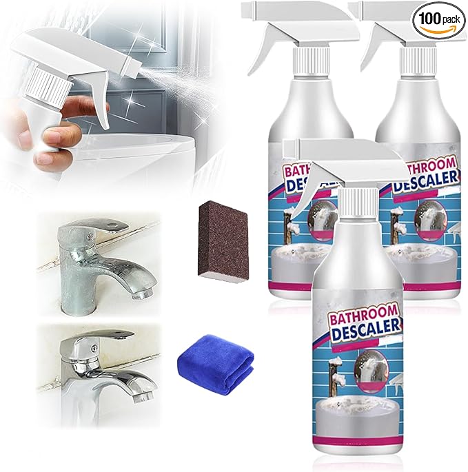 Bathroom Descaler Foam Cleaner Spray 2026 New Upgraded Multipurpose Stubborn Stains Cleaner All Purpose Rinse Cleaning Foam Powerful Descaling Cleaning Agent for Kitchen Bath Glass (3)