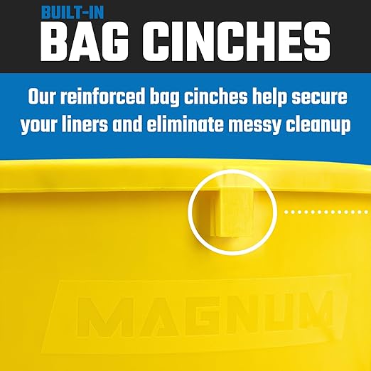 Magnum 55 Gallon Trash Can High-Vis Yellow Construction Grade Heavy Duty Plastic Jobsite Ready for Handling and Holding Garbage CMTC-C000-55Y04 (4 Pack)