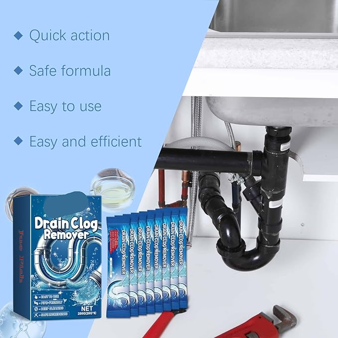 Plumbing Drain Cleaner Powder - Unclog Drains Dissolve Grease Hair &amp Blockages Eliminate Odors Sink &amp Pipe Deodorizer(1PCS)