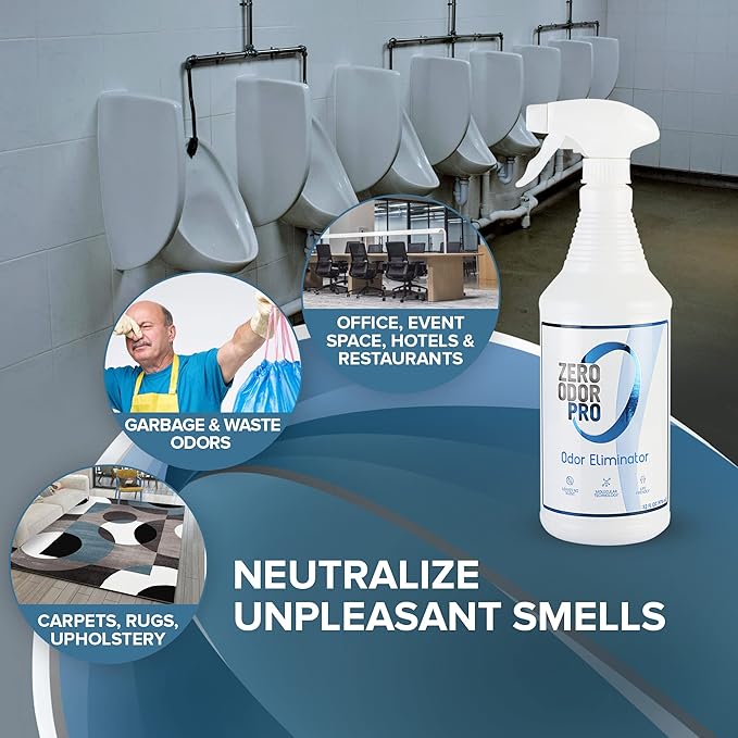 Zero Odor Pro - Commercial Strength Eliminator Odor Neutralizer Room Deodorizer Odor Eliminator Musty Smell - Strongest Odor Eliminator Trigger Spray (32-ounce) (Pack of 2)