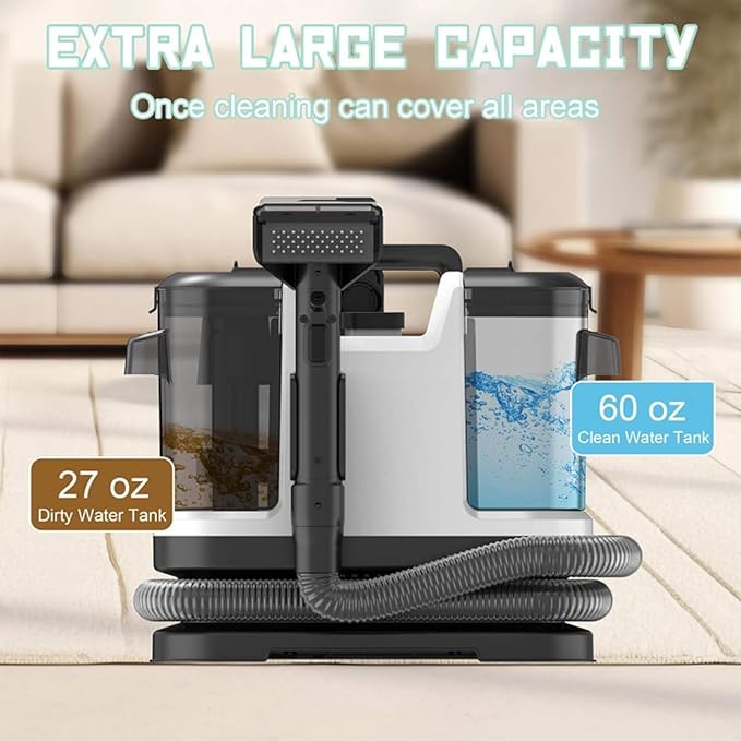 Portable Carpet and Upholstery Deep Cleaner12Kpa Power Suction with Versatile Tools for Pets Area Rugs and Couches