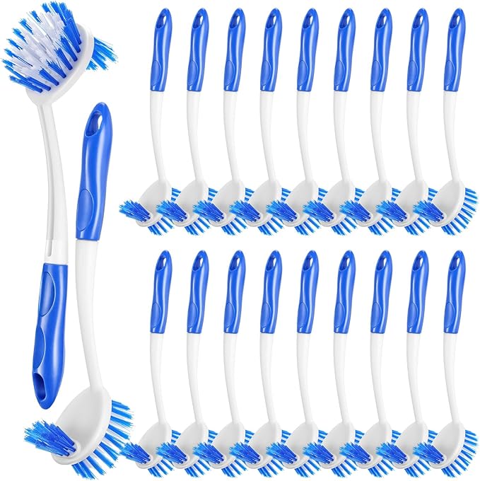 LemonRoad 20 Pcs Kitchen Scrub Brush Bulk with 2 Sided Stiff Bristles Dish Washing Scrubber Vegetable Brush Anti Slip Handle Washing Cleaning Dish Scrubber for Housekeeping Pots Pans Kitchen Sink