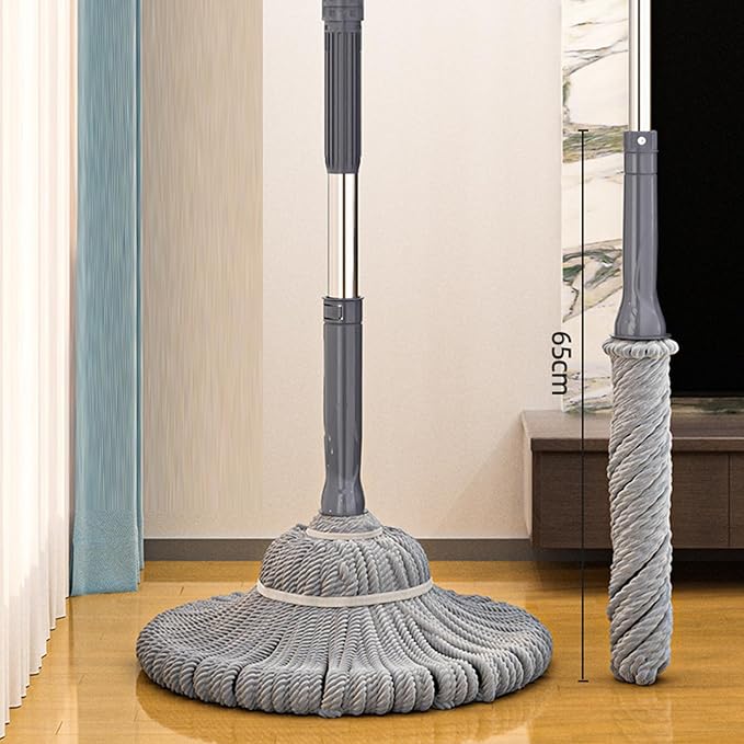 Self Wringing Twist Mop Stainless Steel Fiber Rope Easy Squeeze Floor Mop for Household Cleaning Tool