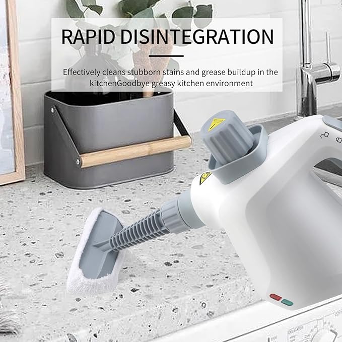 Handheld Pressurized Steam Cleaner for Home Use with Safe Lock &amp 9 Accessories Portable Steamer for Cleaning Bathroom Kitchen Tile Grout Window White
