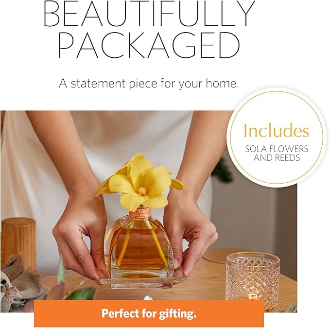 AGRARIA AirEssence Flower and Reed Diffuser Set Handmade Sola Flower Botanical Home Fragrance Set Scented Oil Reed Diffuser Gift for All Occasions