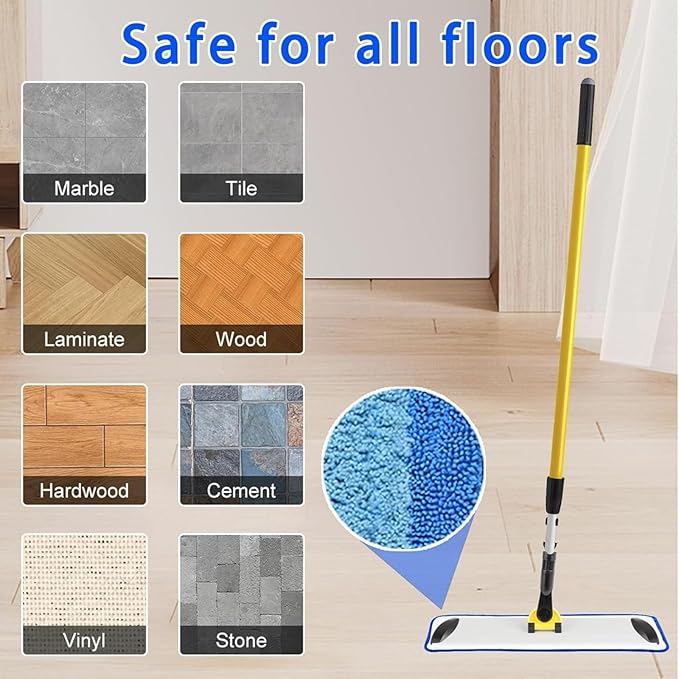 4-Pack Commercial Microfiber Mop Pads | Fits 17 &amp 18 Flat Mops - Reusable Wet/Dry Refills for Hardwood Tile &amp Laminate Floors