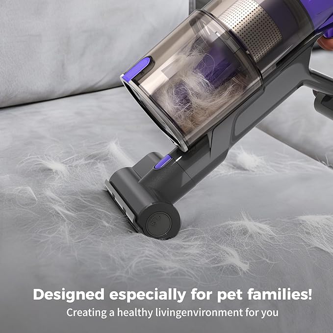 Cordless Vacuum Cleaner 1.8L Dustbin 600W 55kPa 70Mins Stick Vacuum Cleaners for Home with Pet Brush Self-Standing and Touch Screen Vacuum Cordless for Pet Hair/Hardwood/Carpet/Car