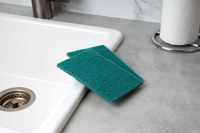 50-Pack Heavy Duty Green Scouring Pads 4x6 Inch | Reusable Non-Scratch Scrub Pads for Kitchen Dishes Pots Pans Grills &amp Household Cleaning | Multipurpose Scrubbers for Tough Stains