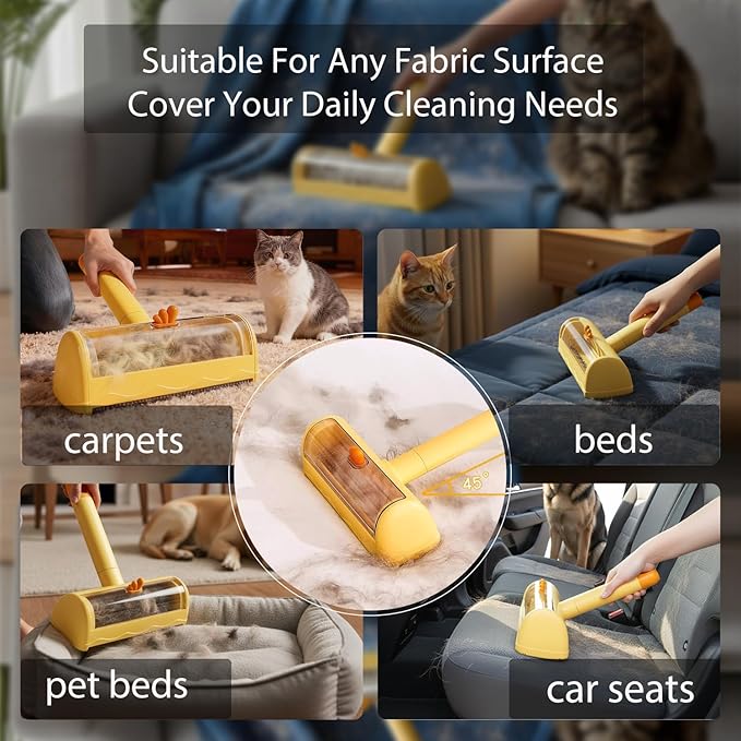 Roller Pet Hair RemoverSelf Cleaning Shedding BrushCat Brush for Shedding Pet Hair Removal Glove for Dogs &amp Cats Gently Remove Fur from Furniture Laundry Carpet &amp Car Seats3 Piece Set (