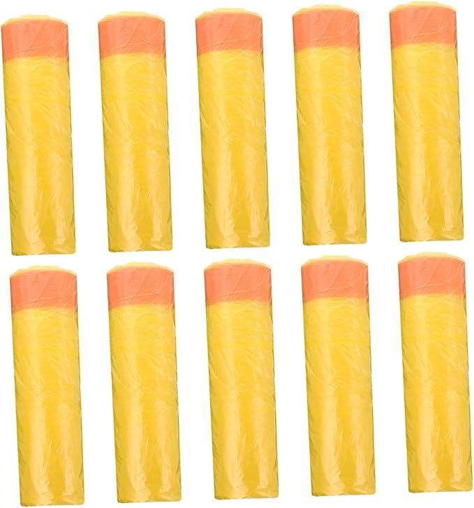 10 Packs Disposable Thickened Trash Bags with Drawstring Yellow Garbage Bags for Home Kitchen Office Large Capacity Odorless Premium PP Plastic Practical Rubbish Liners for Easy