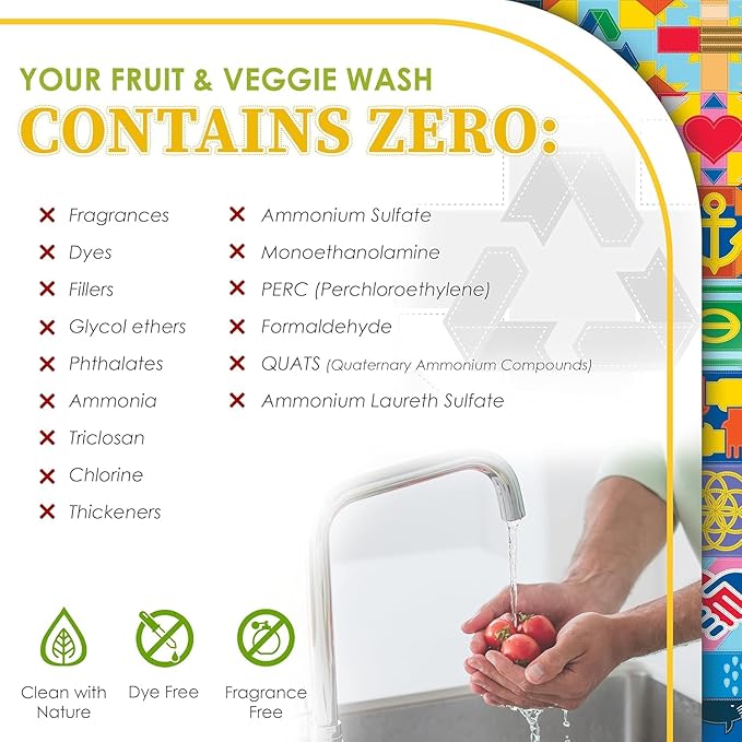 Truly Free Fruit and Vegetable Wash Refills | Veggie Wash Removes 99% Dirt &amp Wax | Plant-Based Produce Cleaner Spray | No Aftertaste Made in USA | Fragrance-Free 16oz (Pack of 3)