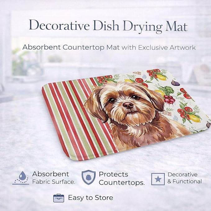 Caroline's Treasures Liver Shih Tzu Vegetables Dish Drying Mat Absorbent Dish Drying Mat Pad for Kitchen Counter Dish Drainer Mat for Countertop 14 x 21 Multicolor