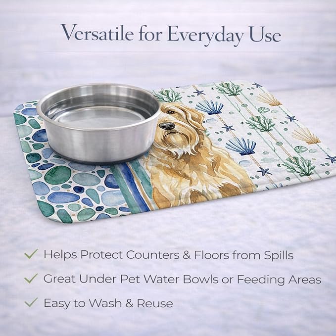 Caroline's Treasures Wheaten and Tan Otterhound Coastal Sea Glass Dish Drying Mat Absorbent Dish Drying Mat Pad for Kitchen Counter Dish Drainer Mat for Countertop 14 x 21 Multicolor