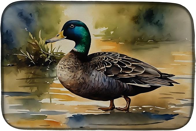 Caroline's Treasures DAC3180DDM American Black Duck Dish Drying Mat Absorbent Dish Drying Mat Pad for Kitchen Counter Dish Drainer Mat for Countertop 14 x 21 Multicolor