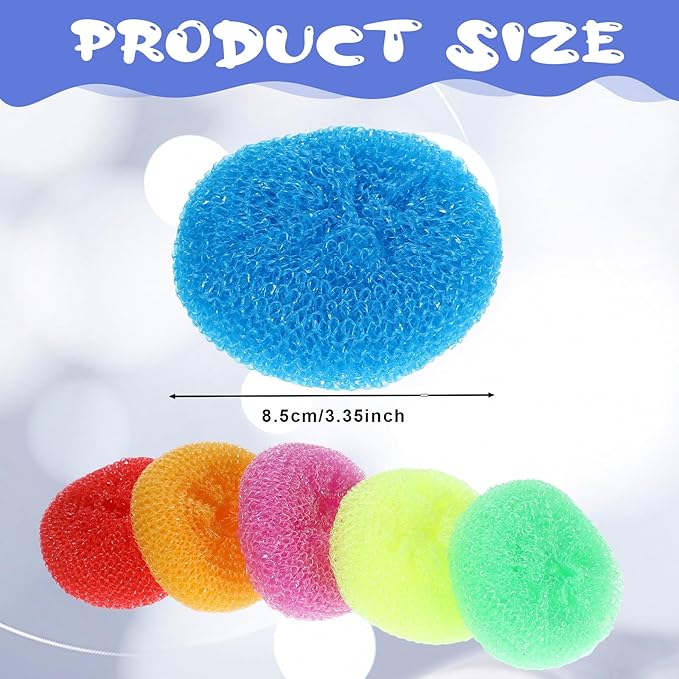 100 Pcs Plastic Scrubbers for Dishes Round Pot Scrubbers for Kitchen Non Scratch Scouring Pads 3.35 Nylon Mesh Dish Scrubber Reusable Poly Mesh Scouring Dish Pads for Household Cleaning