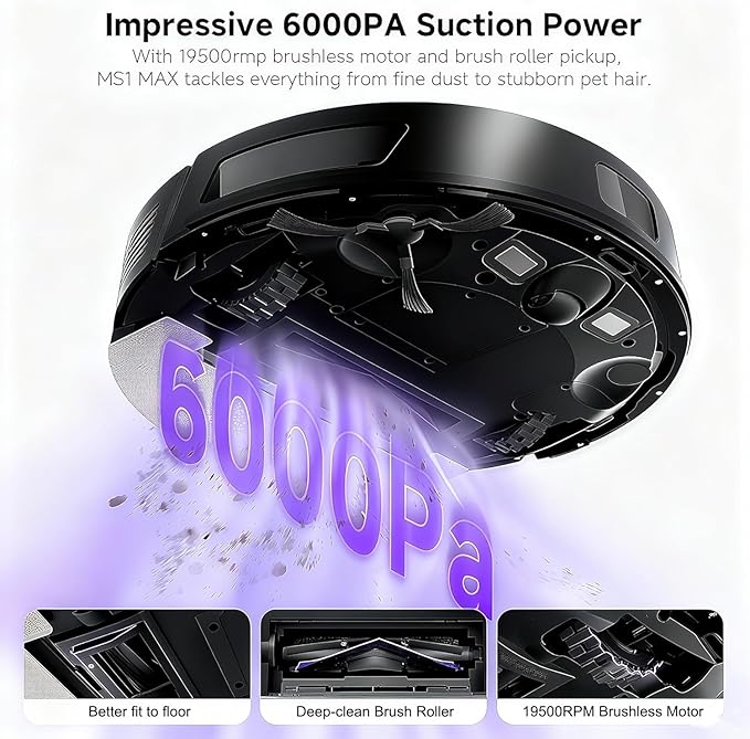 MONSGA Robot Vacuum and Mop Combo 6000Pa Robotic Vacuum with 3.5L Self Emptying Station Lidar Navigation Robot Vacuum Cleaner 180mins Runtime APP/Remote/Voice Control for Hard Floors and Carpets