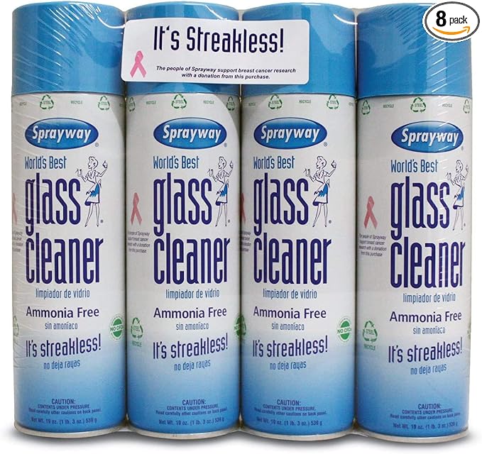 Sprayway IUYEHDUH 443331 Ammonia Free Glass Cleaner 19 Oz. (Packaging May Vary) 8 Pack