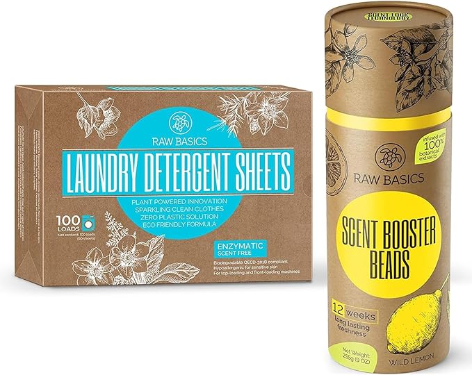 Scent Boosters for Washer Wild Lemon Aroma and Laundry Detergent Sheets Unscented 100 Loads