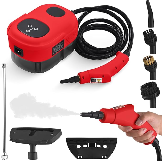 Decdeal Pressurized Handheld Steam Cleaner with 8pcs Accessories Smart Touch Screen 6 Levels Adjustable Deep Cleaning Steamer