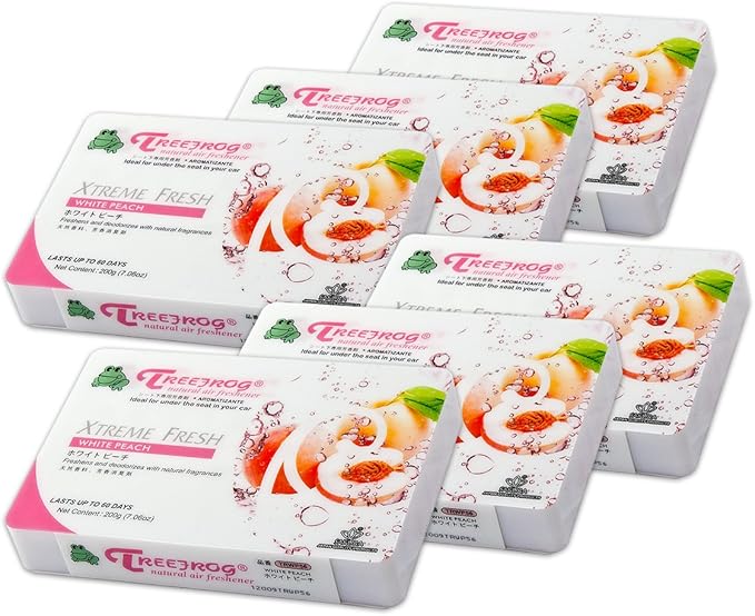 Auto Dynasty TreeFrog Xtreme Fresh Under-The-Car Natural Air Freshener White Peach Scented Pack of 6