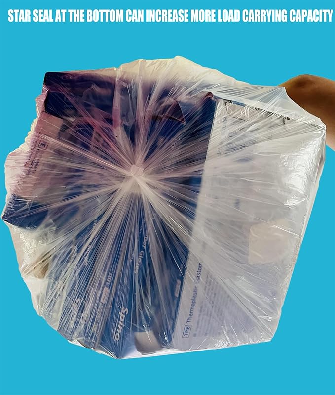 55-60 Gallon Trash Bags 50 Count Bulk Heavy Duty Clear Plastic Recycling Bags Multi-purpose Garbage Bags for home Commercial Outdoor Construction Industrial Lawn Leaf