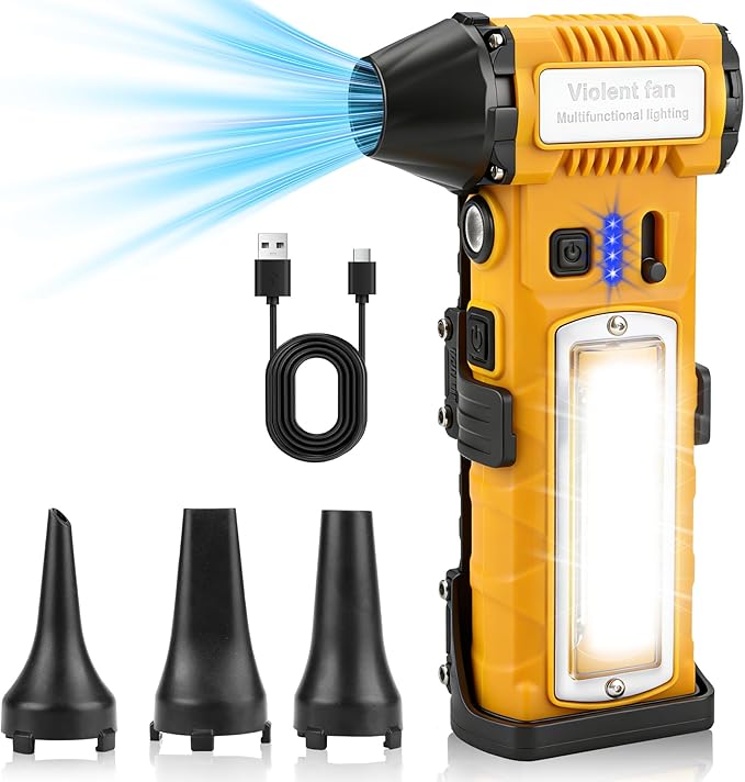 Compressed Air Duster 110000RPM Electric Air Duster 2-Gear Adjustable Mini Blower with Light Rechargeable Electric Air Blower Dust Blower for Keyboard PC Vents Car Interiors &amp Home Dusting