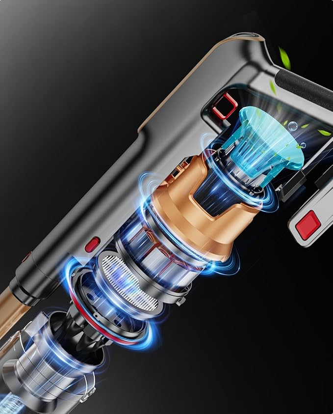 Cordless Vacuum Cleaner 600W/50KPA/65Mins Vacuum Cleaners for Home Super 1.8L Cup&amp Large LED Screen Stick Vacuum Anti-Tangle Lightweight Cordless Vacuum with Charging Dock for Pet Hair/Carpet/F