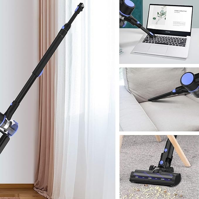 Cordless Vacuum Cleaner 4-in-1 Vacuum Cleaners for Home Handheld Vacuum Cleaner with 40 mins Runtime Stick Vacuum for Apartment Carpet Black 1 Battery