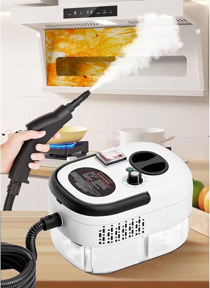 2500W Portable Handheld Steam Cleaner Multi-Function Nozzle/6-Speed Adjustment for stain removing kitchen bathroom tiles range hood car windowsA-Grey