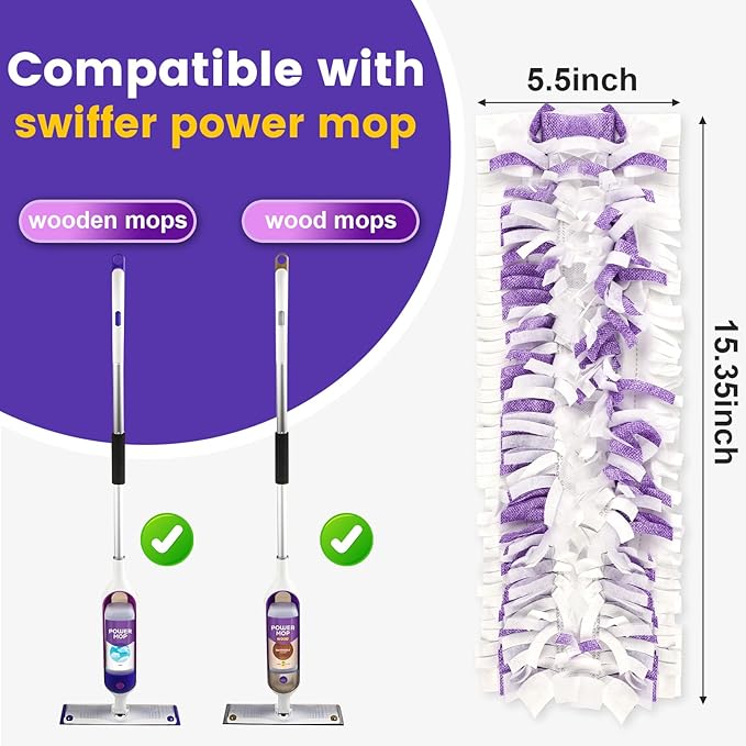 5X Cleaning Power Mop Pads Compatible with Swiffer PowerMop Disposable Mopping Pad Refills for Cleaning Multi-Surface Wood Floor Replacement Pads