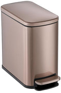 6L/1.6G Stainless Steel Bathroom Trash Can with Hands-Free Foot Pedal Quiet Soft-Close Lid Compact Space-Saving Size