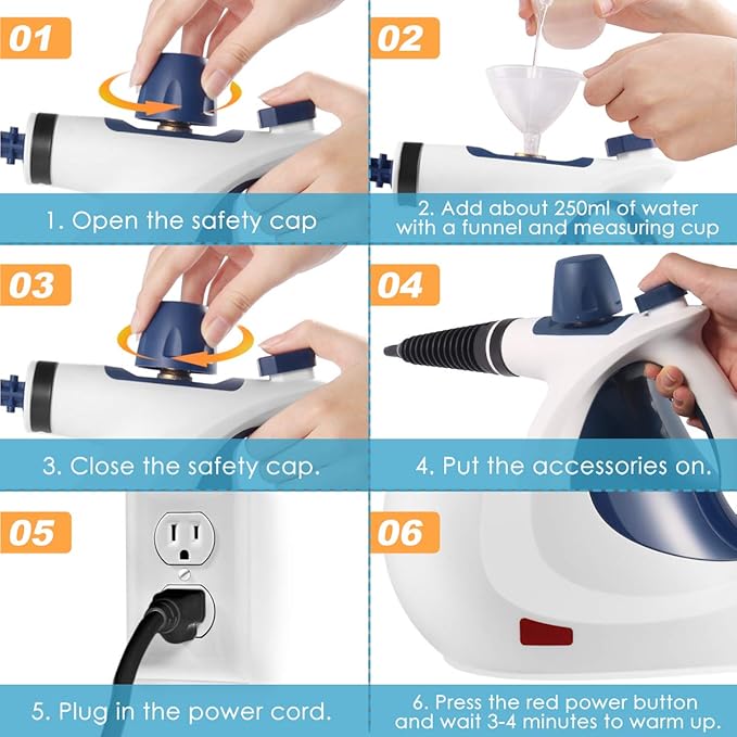 Unknown Handheld Pressurized Staem Cleaning with 9-Piece Accessory Set Multi-Surface All Natural for Home Kitchen Auto Patio and More 1 Blue-New Upgrade