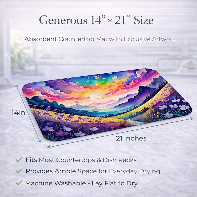 Caroline's Treasures DAC1463DDM Violets in Color Dish Drying Mat Absorbent Dish Drying Mat Pad for Kitchen Counter Dish Drainer Mat for Countertop 14 x 21 Multicolor