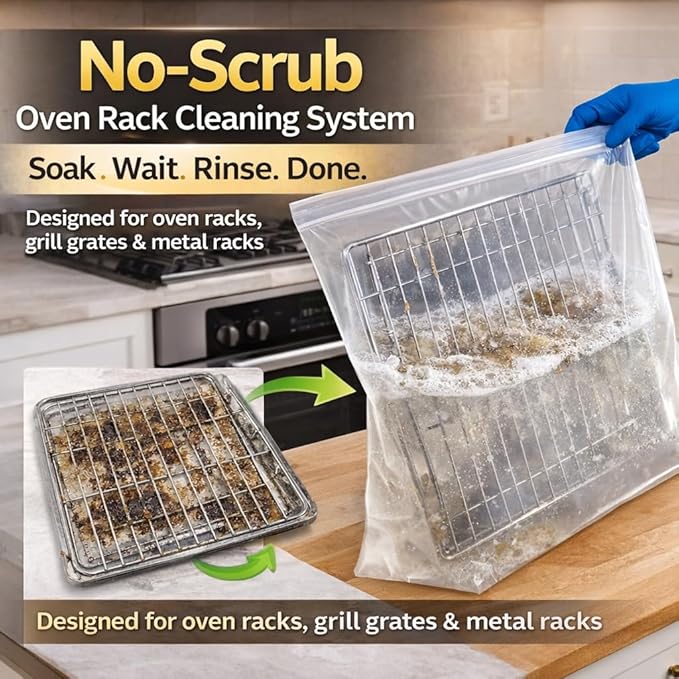 No-Scrub Oven Rack Metal Cleaning Bags 10 Pack Reusable Leakproof Soaking Bags for Grill Grates Air Fryer &amp Cooling Racks Oversized 27.5 x 19.6 in