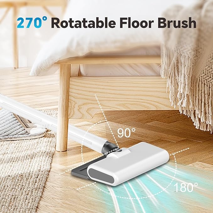 Cordless Vacuum Cleaner for Home Powerful Stick Vacuum Cleaner with LED Screen and 3-Speed Suction Rechargeable Vacuum Cordless Lightweight Handheld Vacuum for Hard Floors Carpets Pet Hair White