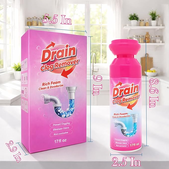 Foaming Drain Cleaner Foam Drains Sink Cleaner and Deodorizer Wild Tornado Drain Clog Remover for Kitchen Sinks Shower Drains Tubs (2 pcs)