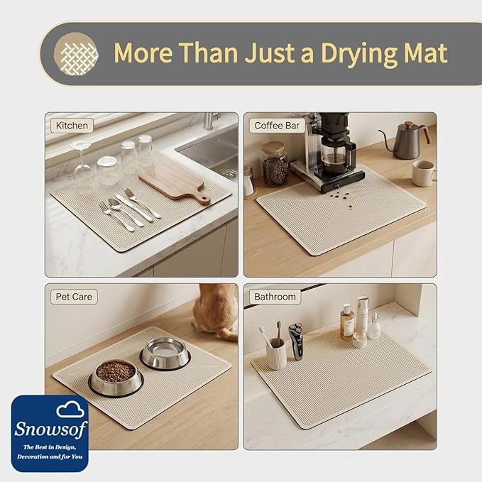 Dish Drying Mat - Absorbent Countertop Mat for Coffee Maker Dish Rack (0520''×24'')