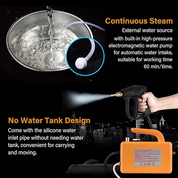 Handheld Steam Cleaner Steam Cleaning Machine with 3 Brush Heads Powerful Steam Performance and 2-3 Bar Steam Pressure No Water Tank Design and Easy to Install for Home Kitchen and Bathroom