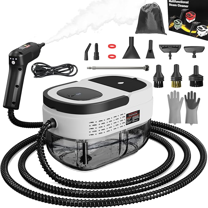 Handheld Steam Cleaner for Home 2500W High Pressure Steam Cleaner for Car Detailing 3 Steam Levels 1600Ml Tank High Heat Steamer for Bed Bugs Couch Furniture Kitchen Bathroom Floors