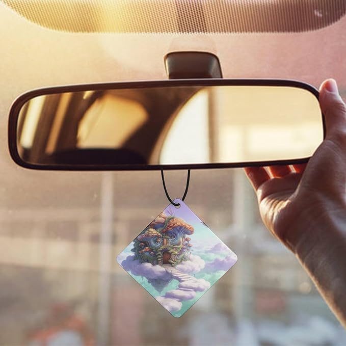 5PCS Car Air Freshener Hanging Personalized Double Sided Sky Shroom Hut Car Fresheners Long Lasting New Cars Scents Cute Automotive Freshies for Closets Drawers (tea)