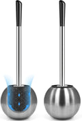 Toilet Brush and Holder 2 Pack 304 Stainless Steel Toilet Brush with Extended and Durable Comfortable Brush Handle Toilet Bowl Brush for Bathroom Toilet - Ergonomic Pratical Durable