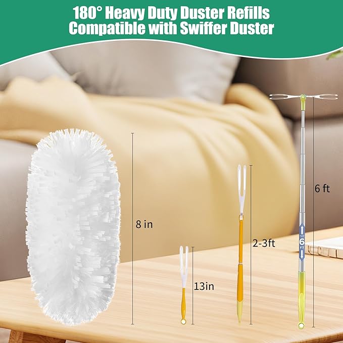 60 Count Electrostatic Duster Refills Compatible with Swiffer Duster Multi-Surface Dusting Refills Microfibre Feather Dusters for Cleaning Unscented