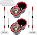 Operable 360 ° Rotating Mop Bucket SetMop and Bucket with Wringer Setwith 3 Microfiber Replacement HeadStainless Steel Mop Bucket 61 Inch Adjustable Handle Household Cleaning Tools（2 Sets