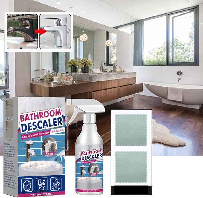 Bathroom Cleaner Spray Foam Rinse Cleaning for Tub Tile Toilet Shower Glass Sink Effectively Removes Stubborn Stains Limescale Soap Scum Bathroom Descaler for Daily Deep Clean (3PCS)