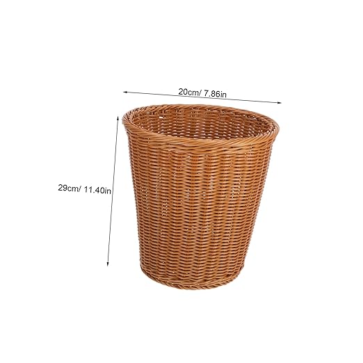 Cabilock 1Pc Simulated Rattan Woven Trash Can Decorative Wastebasket for Home Use Chic Imitated Rattan Style Versatile Trash Bin for Kitchen Bathroom and Office Decor
