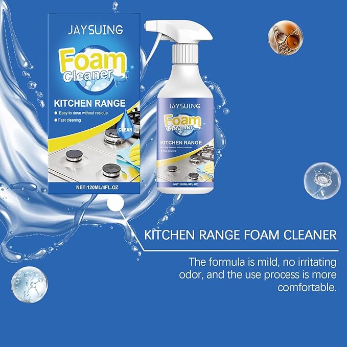 Stove &amp Range Hood Foam Cleaner - Removes Grease &amp Grime Gentle Formula No Residue Safe For Multiple Surfaces(3PCS)