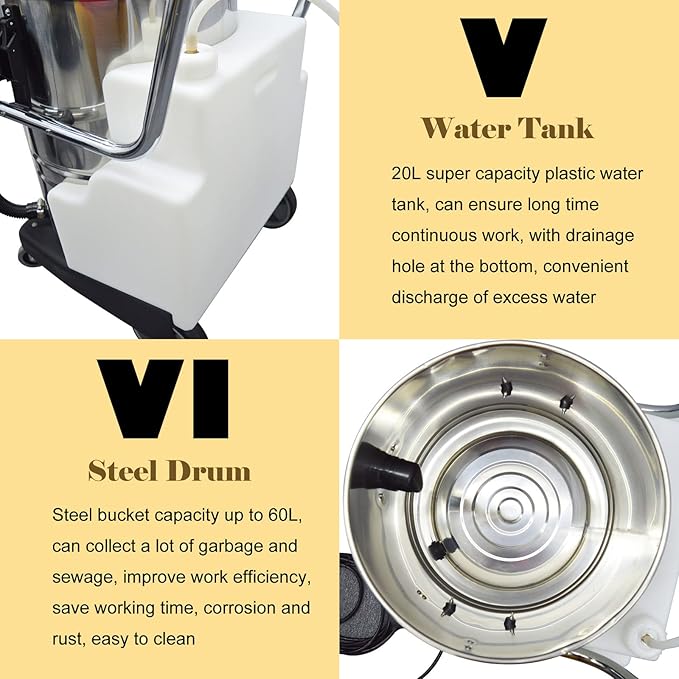 INTBUYING Carpet Cleaning Machine 80L/21Gal Carpet Extractor Multifunctional Wet and Dry Vacuum Cleaner 3 in 1 Stainless Steel Portable Upholstery Cleaner Sofa Curtain Cleaning Machine 2000W 110V