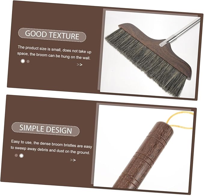 Long Handle Bristle Broom Push Broom for Kitchen Floor Cleaning Home Office Use Reusable Cleaning Tool